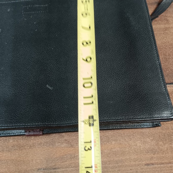 Vintage Tri-Color Leather Briefcase Messenger Bag Black Burgundy Gold Hardware - Picture 6 of 12